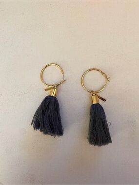 Mignonne Gavigan Gray Tassel Hoop Earrings